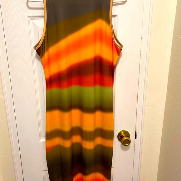 Gold and Orange Sleeveless Maxi Dress NWOT Size Large - Picture 11 of 13